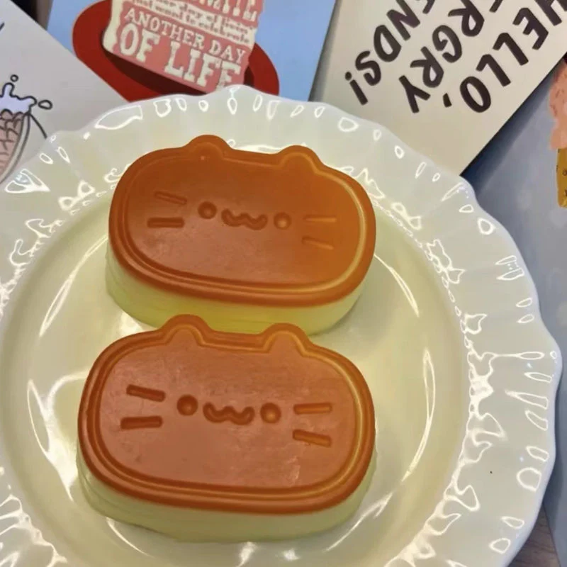 Handmade Silicone Squishy Cat Half-baked Cheese Cake - Image 4